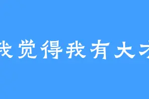 我觉得我有大才