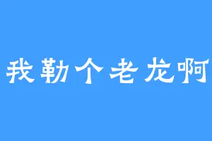 我勒个老龙啊